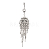 Alloy Crystal Rhinestone Dangle Curved Barbell Belly Rings AJEW-R007-04P-03-4