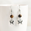 Natural Tiger Eye Dangle Earrings PW-WG32580-07-1