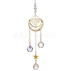 Brass Hollow Moth Moon Hanging Ornaments AJEW-Z027-01C-1
