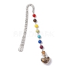 7 Chakra Gemstone Bead & Natural Tiger Eye Glass Heart Wishing Bottle Pendant Bookmarks AJEW-JK00313-02-1