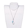 (Jewelry Parties Factory Sale)Tortoise Brass Natural Howlite Lariat Necklaces NJEW-JN02456-06-5
