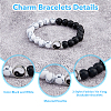 FIBLOOM 3Pcs 3 Styles Natural Howlite & Frosted Black Stone Beaded Stretch Bracelets Set BJEW-FI0001-21-4