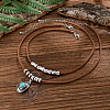 1 Set Alloy Pave Synthetic Turquoise Pendant Double Layer Cord Necklaces NJEW-CL0001-09A-4