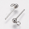 Non-Tarnish 202 Stainless Steel Ball Stud Earring Findings X-STAS-F141-06P-3mm-2