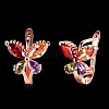 Butterfly Brass Cubic Zirconia Hoop Earrings EJEW-BB16130-2