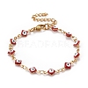 Enamel Rhombus with Evil Eye Link Chains Bracelet BJEW-P271-03G-01-1
