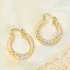 Brass Two Tone Hoop Earrings EJEW-B117-06C-M-3