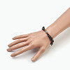 Natural Obsidian and Wood Beads Stretch Bracelets BJEW-JB03859-07-3