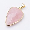 Faceted Natural Rose Quartz Pendants X-G-F340-02B-2