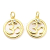 Brass Micro Pave Cubic Zirconia Pendants with Shell KK-H527-26G-1