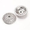 Apetalous Half Round/Dome Brass Micro Pave Cubic Zirconia Bead Caps X-ZIRC-D063-P-1