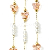 10M Ion Plating(IP) 304 Stainless Steel & ABS Plastic Pearl Bead & Butterfly Glass Link Chains CHS-G035-04G-08-1