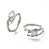 Oval Brass Cat Eye Cuff Rings for Women RJEW-U042-01P-01-4