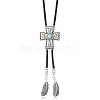Alloy with Synthetic Turquoise Pendant Waxed Cord Bolo Tie Lariat Necklaces FS-WGCCEF8-07-1