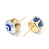 Flat Round Glass with Enamel Evil Eye Stud Earrings EJEW-P210-04G-05-2