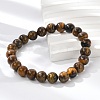 Natural Tiger Eye Beaded Stretch Bracelets X-BJEW-F203-04-5