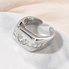 Brass Micro Pave Cubic Zirconia Cuff Open Rings for Women RJEW-L343-06P-3