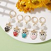 Owl Alloy Enamel Pendant Decorations HJEW-JM01278-4