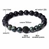 Natural Rhyolite Jasper & Lava Rock & Cubic Zirconia Round Beads Stretch Bracelets for Men Women Round Beads Stretch Bracelets for Men Women FF8165-4-1