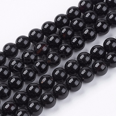 Natural Black Onyx Beads Strands G-H1567-6MM-1
