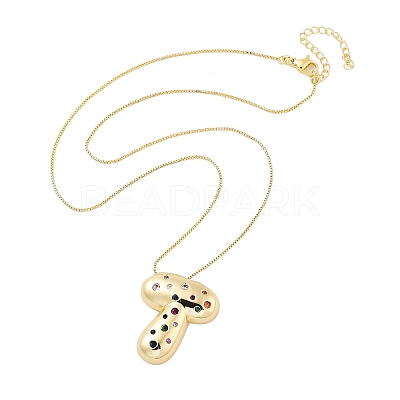 Brass Micro Pave Cubic Zirconia Letter Pendant Necklaces LS-KK-Z069-01G-T-1