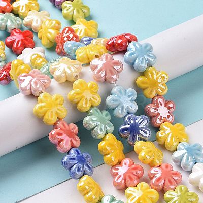 Glazed Porcelain Beads Strands PORC-M539-02-1