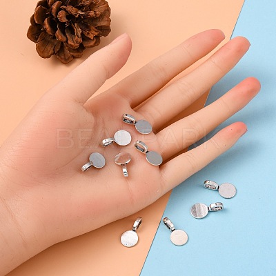 Tibetan Style Alloy Glue On Flat Pad Pendant Bails TIBEP-1124-AS-FF-1