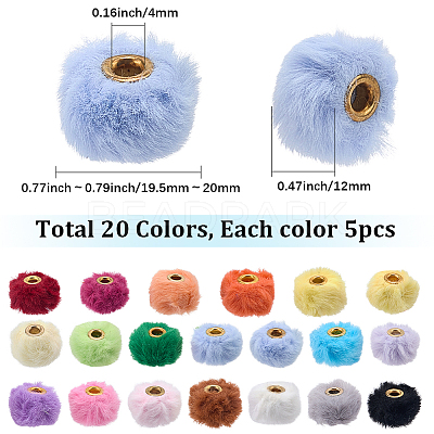 100Pcs 20 Colors Imitation Rabbit Hair European Beads FIND-PA0001-27-1