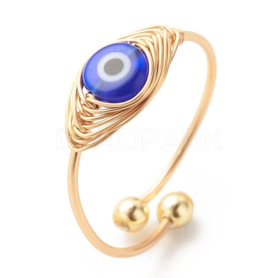 10Pcs 10 Style Resin & Lampwork Evil Eye Beaded Finger Rings RJEW-JR00478-1
