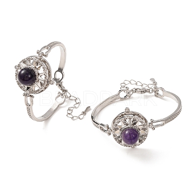 Rotating Sun Natural Amethyst Link Bracelets GG-CBA0251-11P-13-1