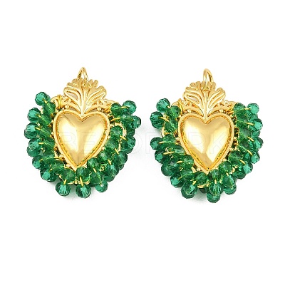 Alloy & Glass Seed Beaded Pendants GL-CBA96FD-01G-04-1