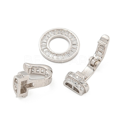 925 Sterling Silver Micro Pave Clear Cubic Zirconia Fold Over Clasps STER-U001-14P-1