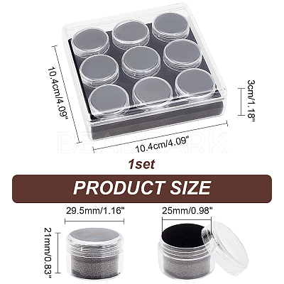 9 Slots Mini Round Plastic Jewelry Screw Top Bead Jars Sets with Velvet Inside AJEW-WH0472-42B-1