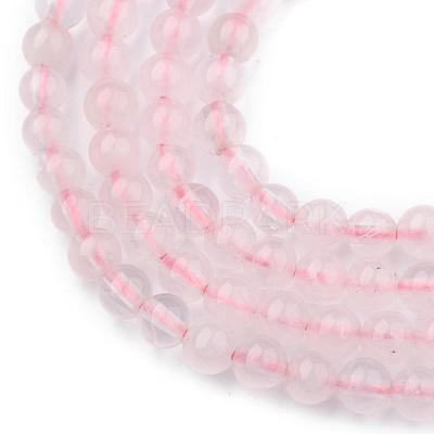 Natural Rose Quartz Round Beads Strands X-G-P072-05-4mm-1