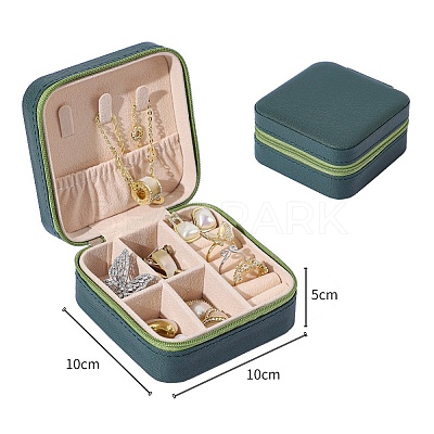 Square PU Leather Jewelry Organizer Zipper Boxes PW-WG92942-06-1