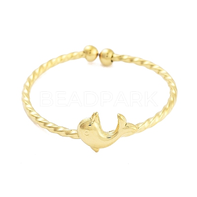 Real 18K Gold Plated 304 Stainless Steel Open Cuff Rings for Women RJEW-B061-02G-04-1