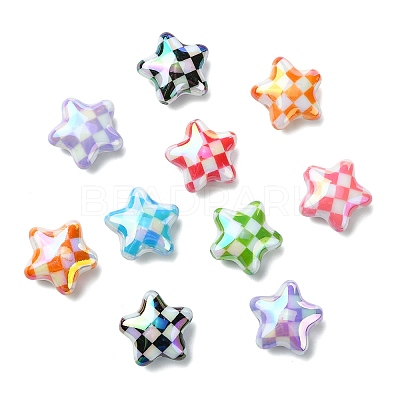 Electroplate Printed Opaque Acrylic Beads MACR-CJC0004-35-1-1