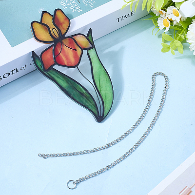 Bird of Paradise Flower Stained Acrylic Pendant Decoration HJEW-WH20003-24B-1