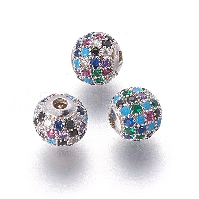 Brass Micro Pave Cubic Zirconia Beads LS-ZIRC-F098-02P-8mm-1