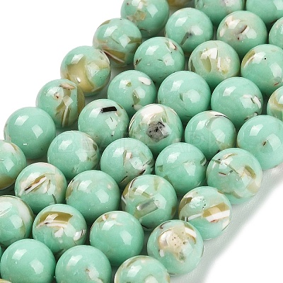 Assembled Synthetic Stone and Trochus Shell Beads Strands G-B128-08C-02-1