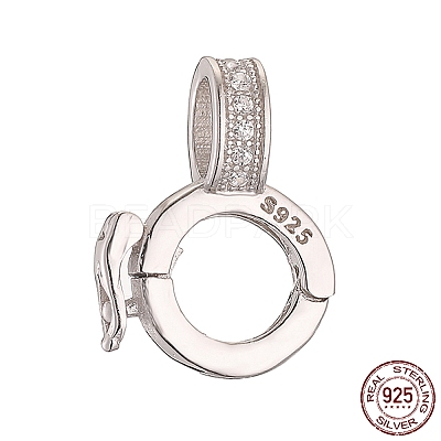 Rhodium Plated 925 Sterling Silver Micro Pave Clear Cubic Zirconia Twister Clasps STER-K176-13P-1
