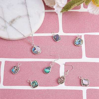 8Pcs 4 Styles Natural Abalone Shell/Paua Shell Pendants FIND-SZ0003-08-1
