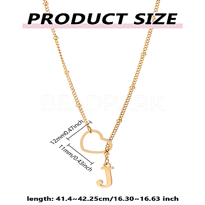 1Pc Letter & Heart Stainless Steel Lariat Necklaces for Women NJEW-LP0002-87G-J-1