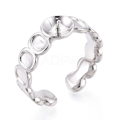 Oval Brass Cuff Ring Settings KK-T076-66P-1