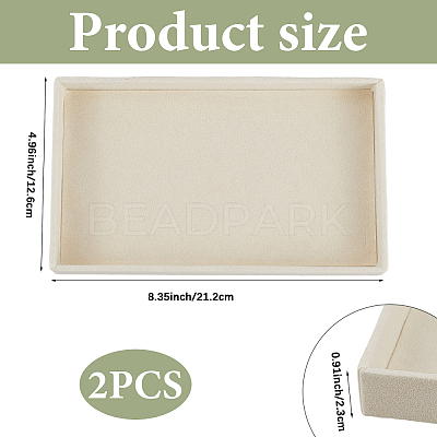 Rectangle Wood Covered with Velvet Jewelry Trinket Display Trays AJEW-WH20054-062K-01-1