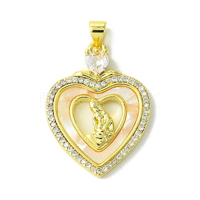 Mother's Day Brass Micro Pave Clear Cubic Zirconia Pendants KK-H472-13G-08-1