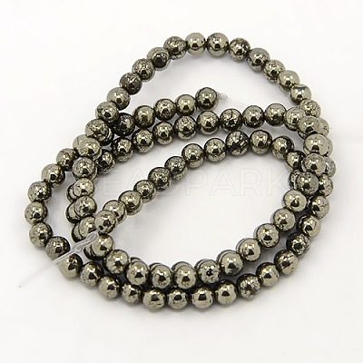 Natural Pyrite Beads Strands X-G-M009-03F-1