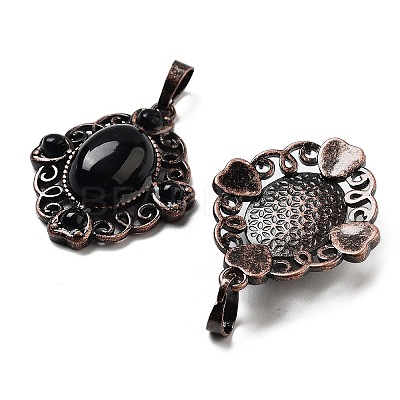 Natural Obsidian Rhombus Pendants G-K363-02R-20-1