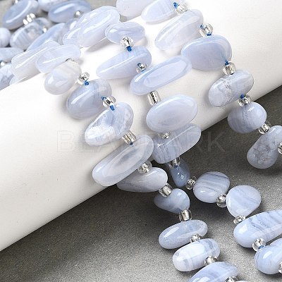 Natural Blue Lace Agate Spike Slice Beads Strands G-NH0046-B01-01-1