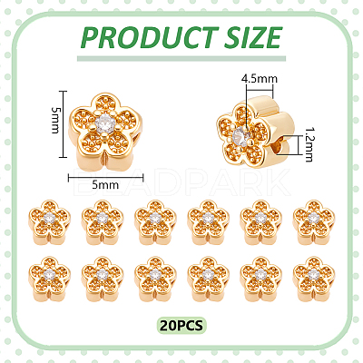 20Pcs Brass Micro Pave Cubic Zirconia Beads KK-UN0005-82-1
